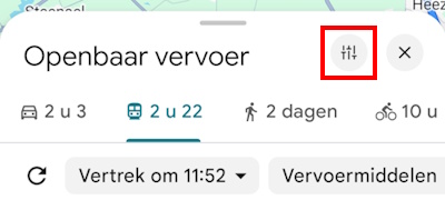 Opties in Google Maps 